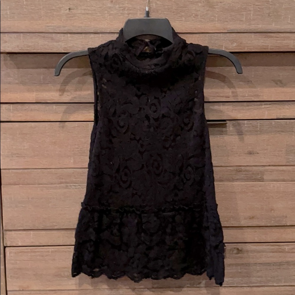 Express Black lace peplum tank- M